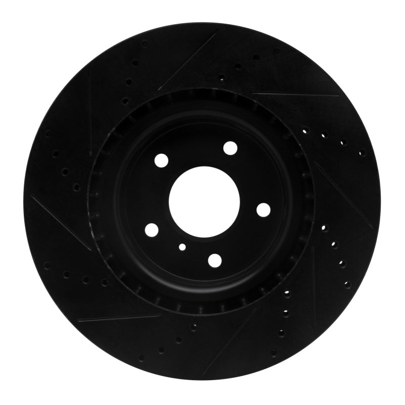 R1 Concepts R1 03-08 Infiniti G35 Front Right Drilled & Slotted Black Brake Rotor