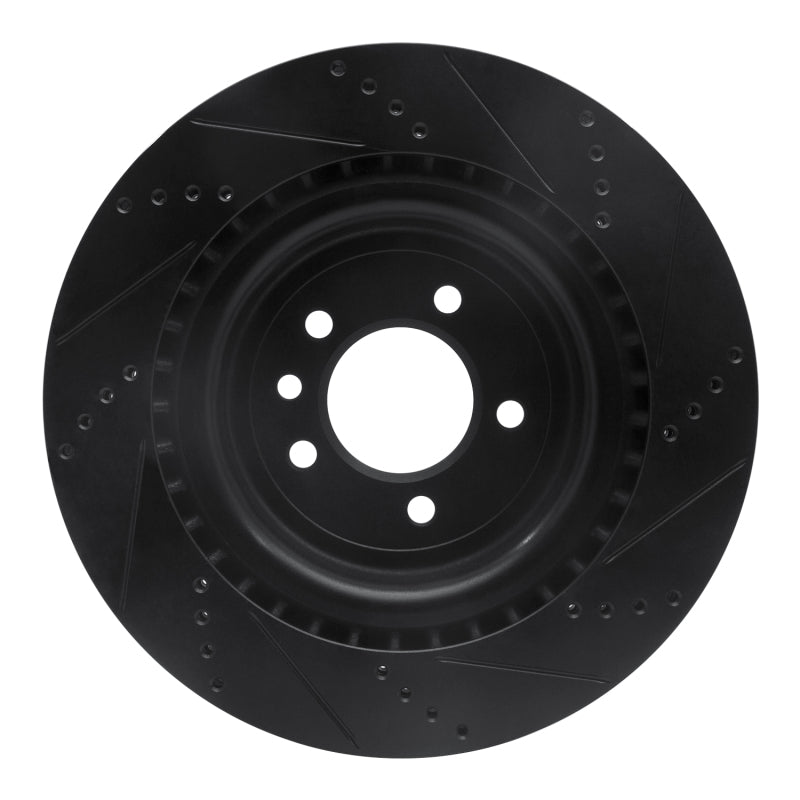 R1 Concepts R1 2013-2025 Land Rover Defender 110 Rear Left Drilled & Slotted Black Brake Rotor