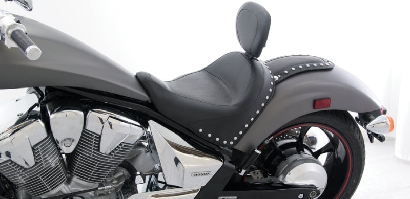 Mustang Motorcycle Mustang 10-21 Honda VT1300CX Fury Wide Touring Solo Seat w/Driver Backrest Studs - Black