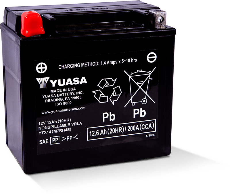 Yuasa Battery Yuasa YTX14 Maintenance Free AGM 12-Volt Battery