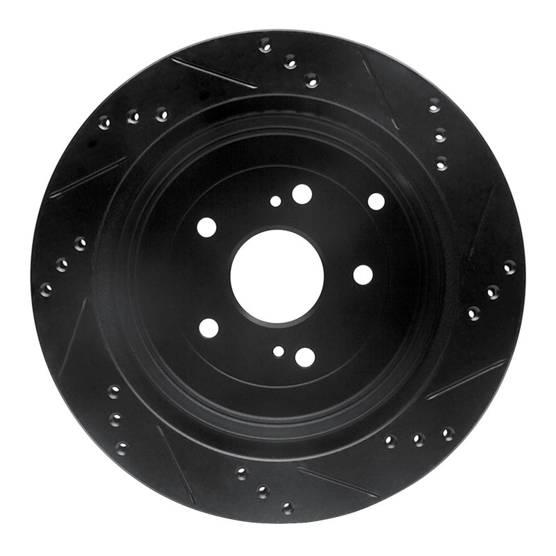 R1 Concepts R1 09-17 Suzuki Grand Vitara Rear Left Drilled & Slotted Black Brake Rotor