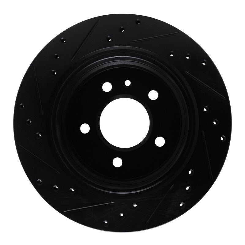 R1 Concepts R1 88-94 BMW 750IL Rear Right Drilled & Slotted Black Brake Rotor