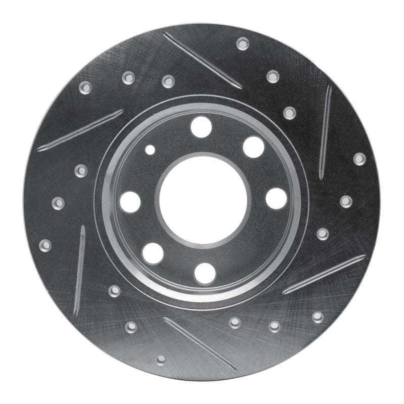 R1 Concepts R1 88-89 Pontiac LeMans Front Left Drilled & Slotted Silver Brake Rotor