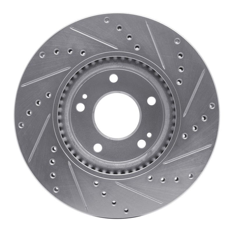 R1 Concepts R1 05-24 Hyundai Veloster Front Left Drilled & Slotted Silver Brake Rotor