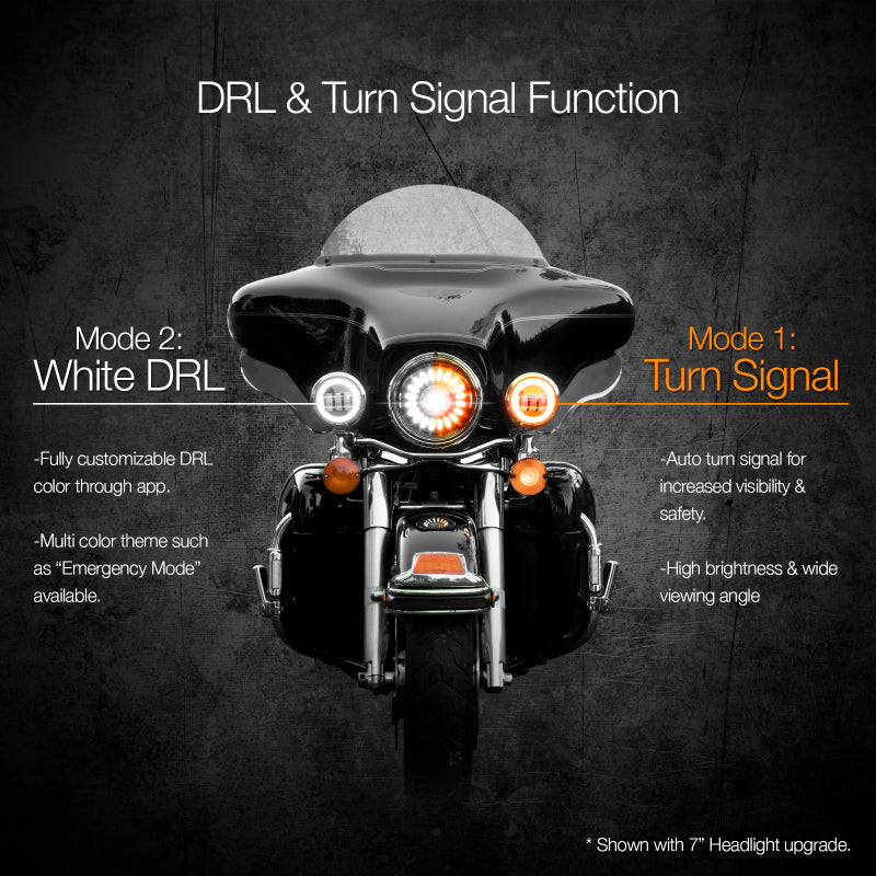 XKGLOW XK Glow 4.5In Black RGB LED Harley Running Light XKchrome Bluetooth App Controlled Kit