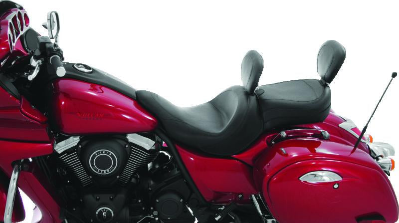 Mustang Motorcycle Mustang 11-19 Kawasaki Vulcan 1700, Vaquero Std Touring 1PC Seat w/Driver and Pass Backrest - Black