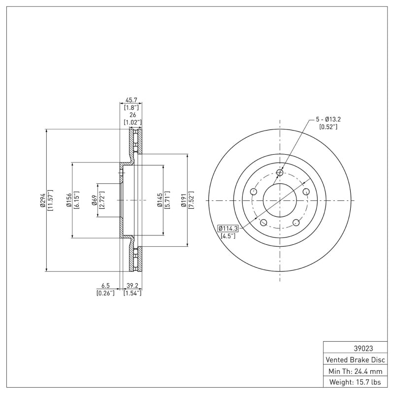 DFC 07-25 Chrysler 200 Front GeoSPEC Coated Rotor