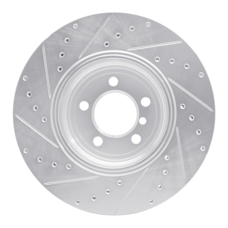 R1 Concepts R1 05-08 BMW 750LI Rear Right Drilled & Slotted Silver Brake Rotor
