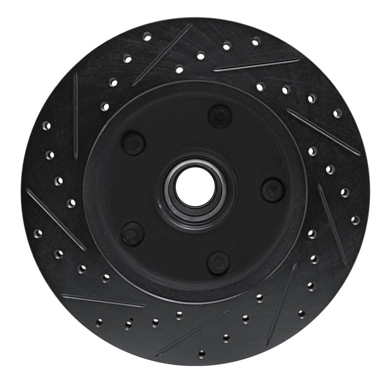 R1 Concepts R1 94-01 Ford E-150 Econoline Front Right Drilled & Slotted Black Brake Rotor