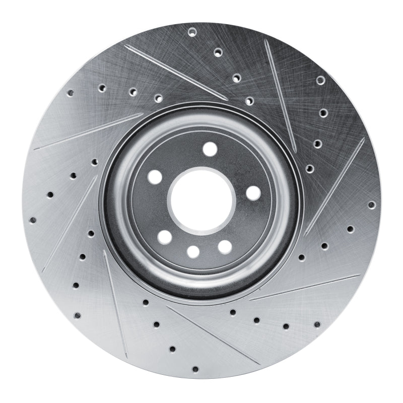 R1 Concepts R1 16-24 Jaguar XF Front Left Drilled & Slotted Silver Brake Rotor