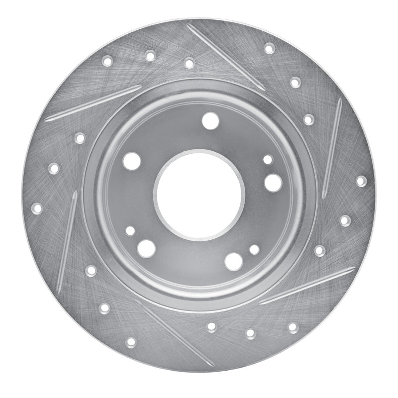 R1 Concepts R1 16-25 Honda Civic Hatchback Rear Left Drilled & Slotted Silver Brake Rotor
