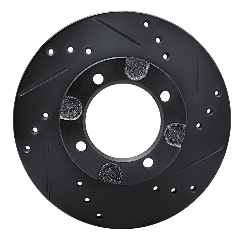 R1 Concepts R1 82-86 Nissan STANZA Front Right Drilled & Slotted Black Brake Rotor