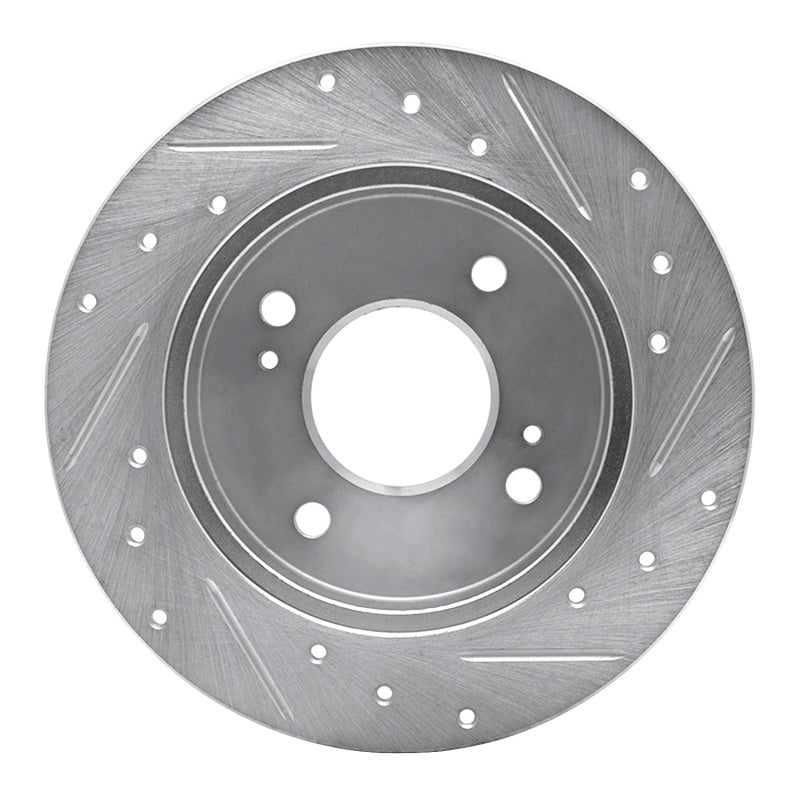 R1 Concepts R1 89-98 Nissan 240SX Rear Left Drilled & Slotted Silver Brake Rotor