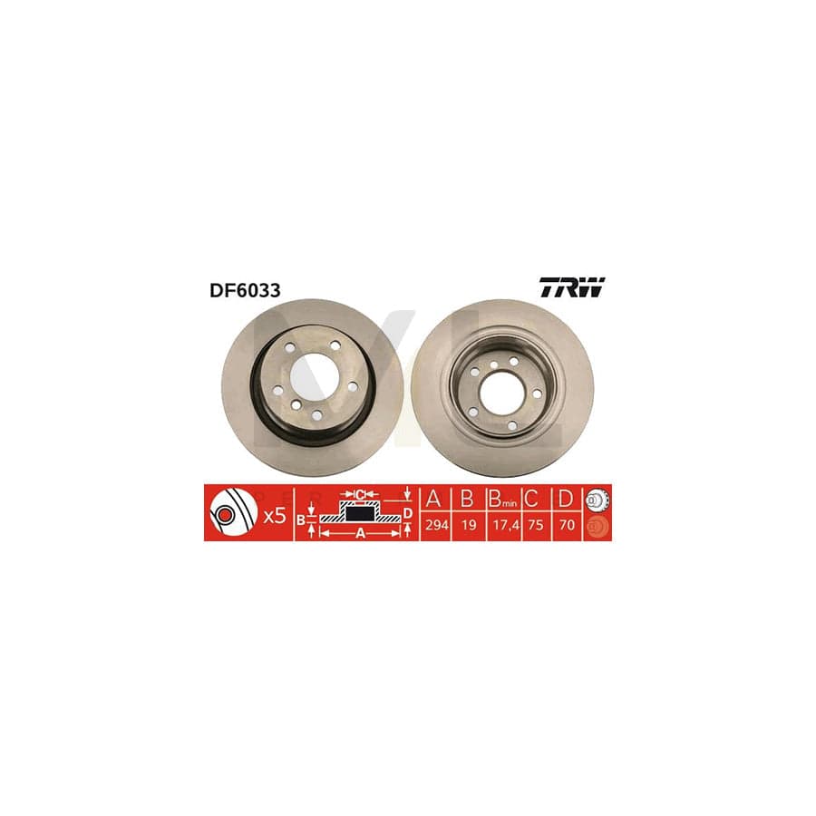 TRW DF6033 Brake Disc for BMW Z4 Vented, Painted | ML Performance Car Parts