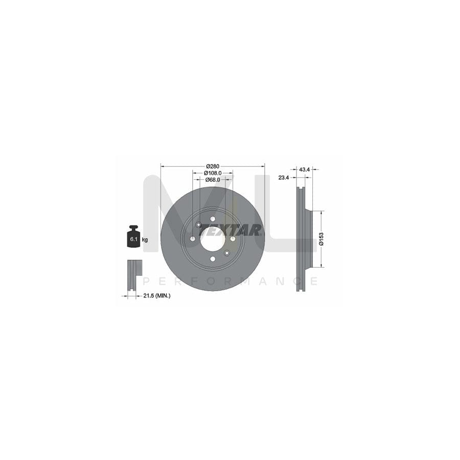 TEXTAR 92048400 Brake Disc Internally Vented, without wheel hub, without wheel studs | ML Performance Car Parts