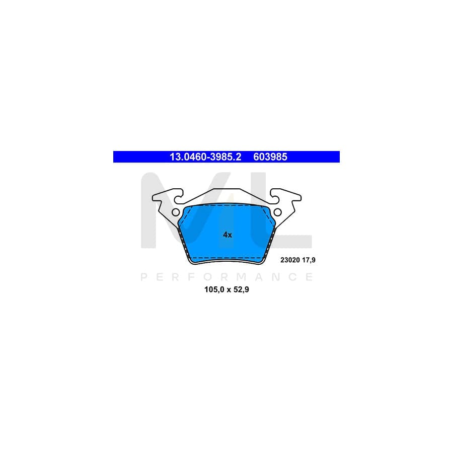 ATE 13.0460-3985.2 Brake pad set excl. wear warning contact