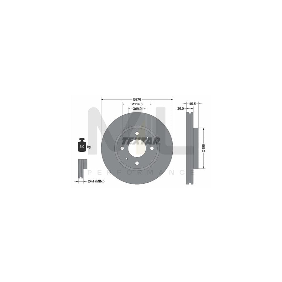 TEXTAR PRO 92148703 Brake Disc Internally Vented, Coated, without wheel hub, without wheel studs | ML Performance Car Parts
