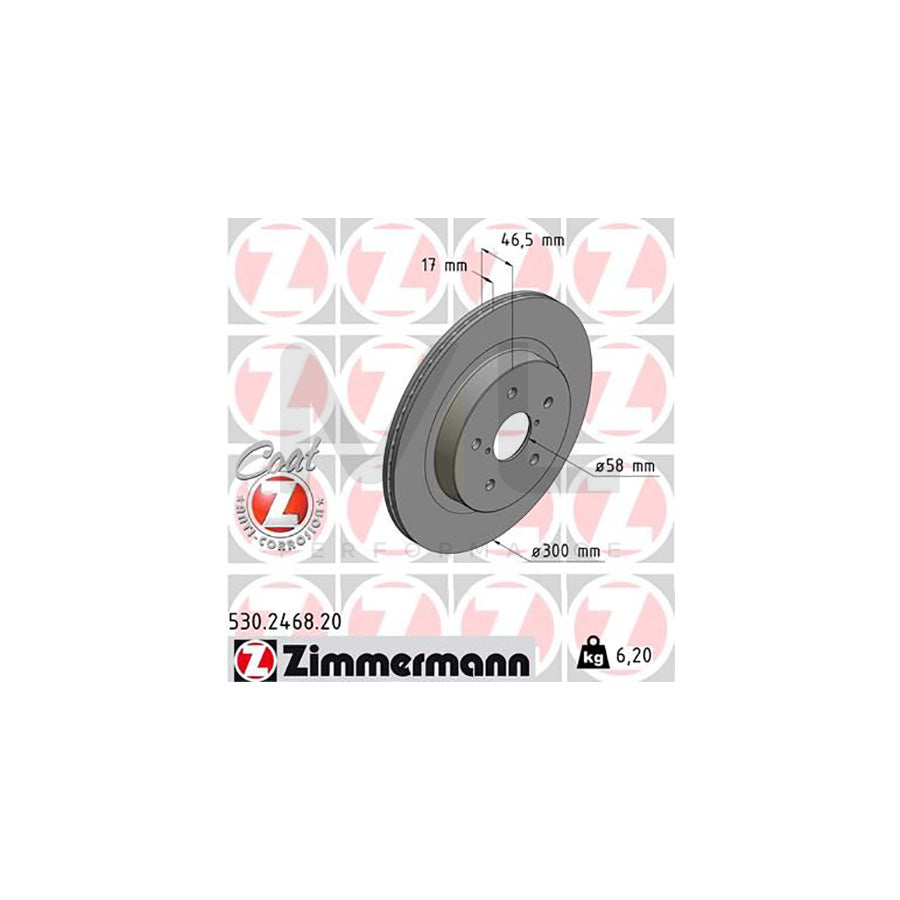ZIMMERMANN COAT Z 530.2468.20 Brake Disc Internally Vented, Coated - 1 piece