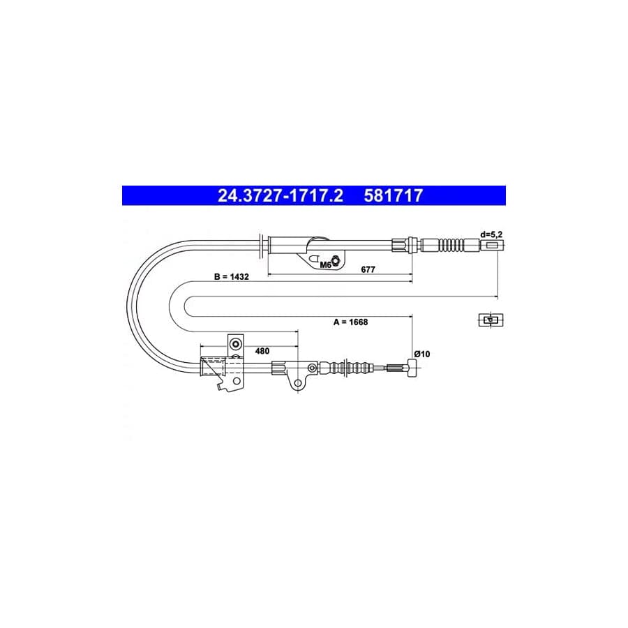 ATE 24.3727-1717.2 Hand Brake Cable for Nissan Primera Estate (Wp11)