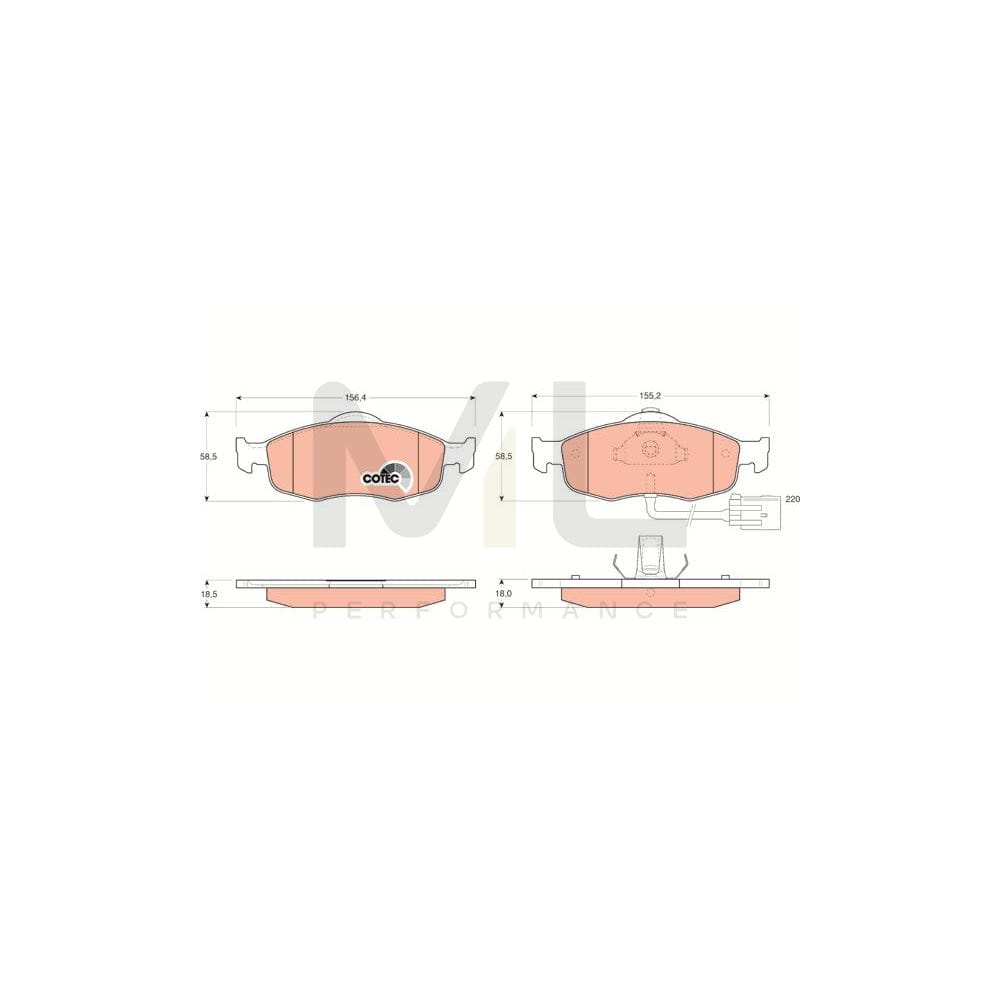 TRW Cotec Gdb1108 Brake Pad Set Incl. Wear Warning Contact | ML Performance Car Parts