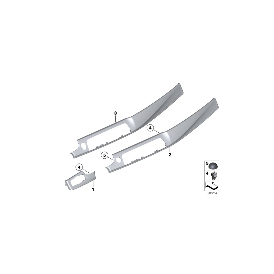 Genuine BMW 51458050168 Trim Instr.Panel Alu.Hex.Passenger PERLGLANZ CHROM (Inc. 520d ed, 530d & 535iX) | ML Performance US Car Parts