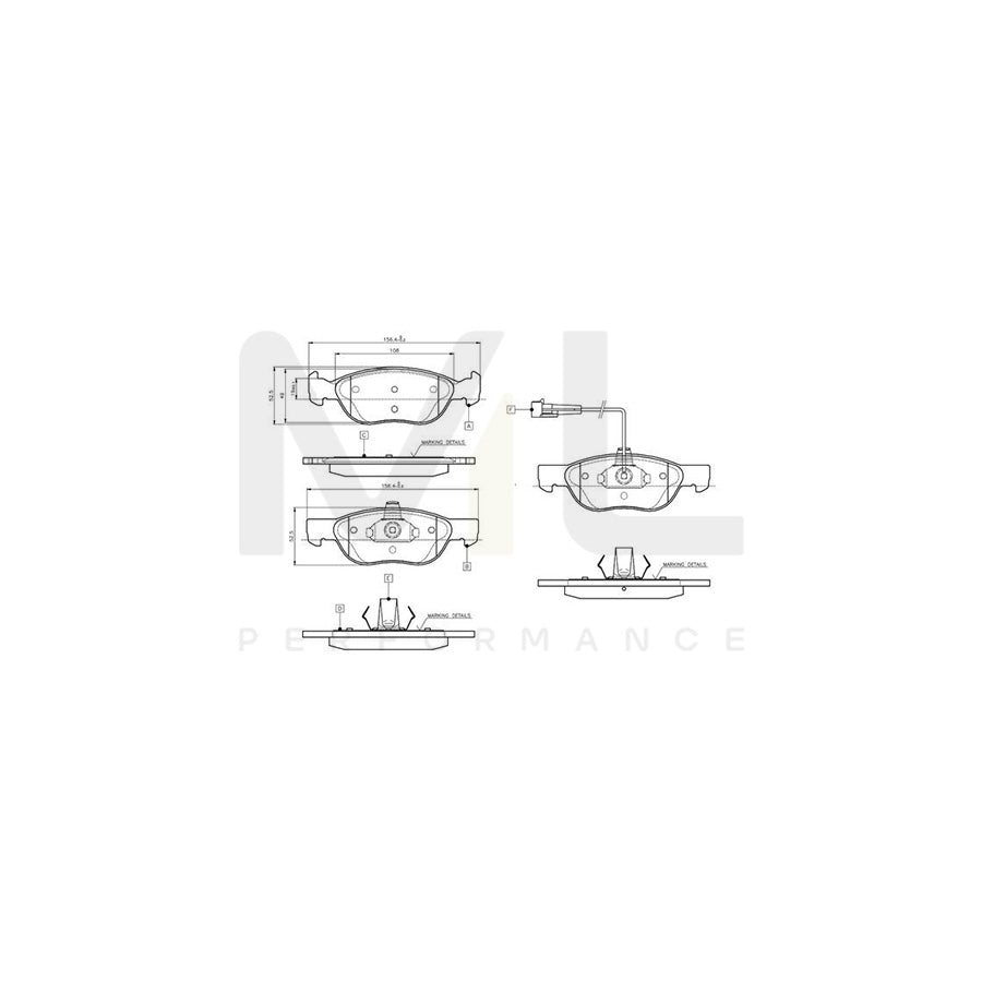 Bosch 0986Tb2282 Brake Pad Set Incl. Wear Warning Contact, With Accessories | ML Performance Car Parts