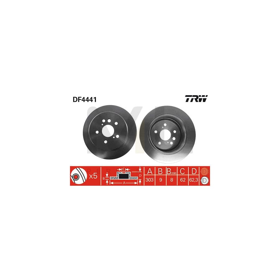 TRW DF4441 Brake Disc Solid, Painted, High-carbon | ML Performance Car Parts