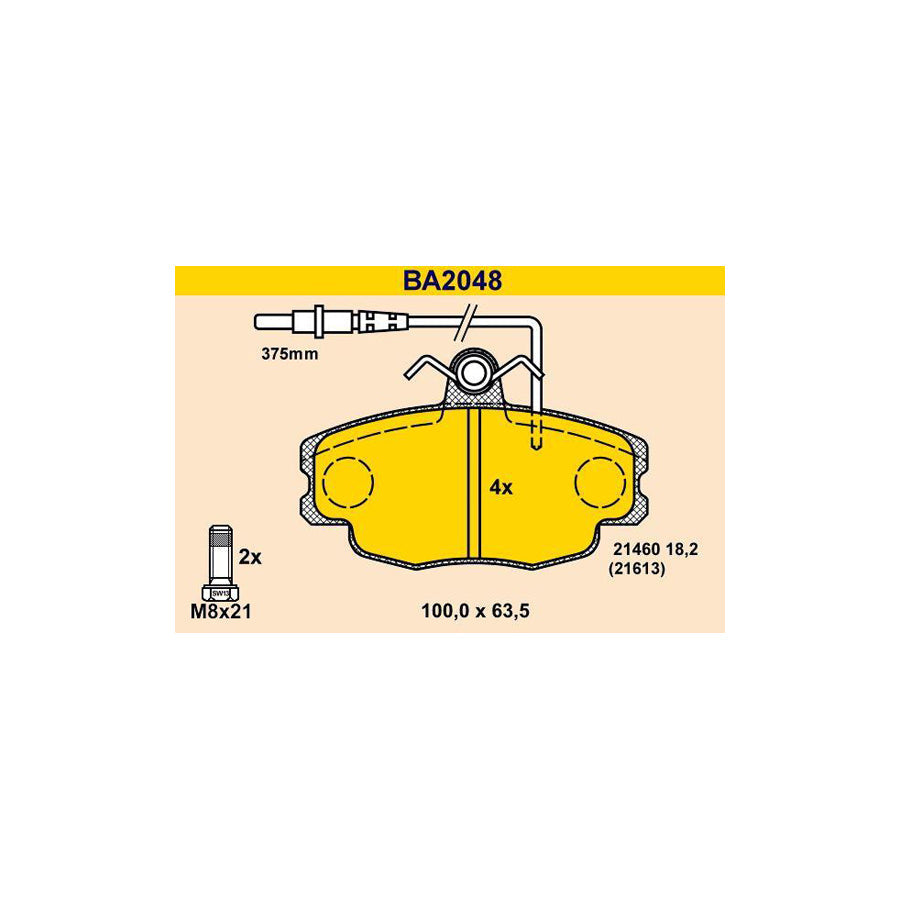 Barum Ba2048 Brake Pad Set for Citroen Zx