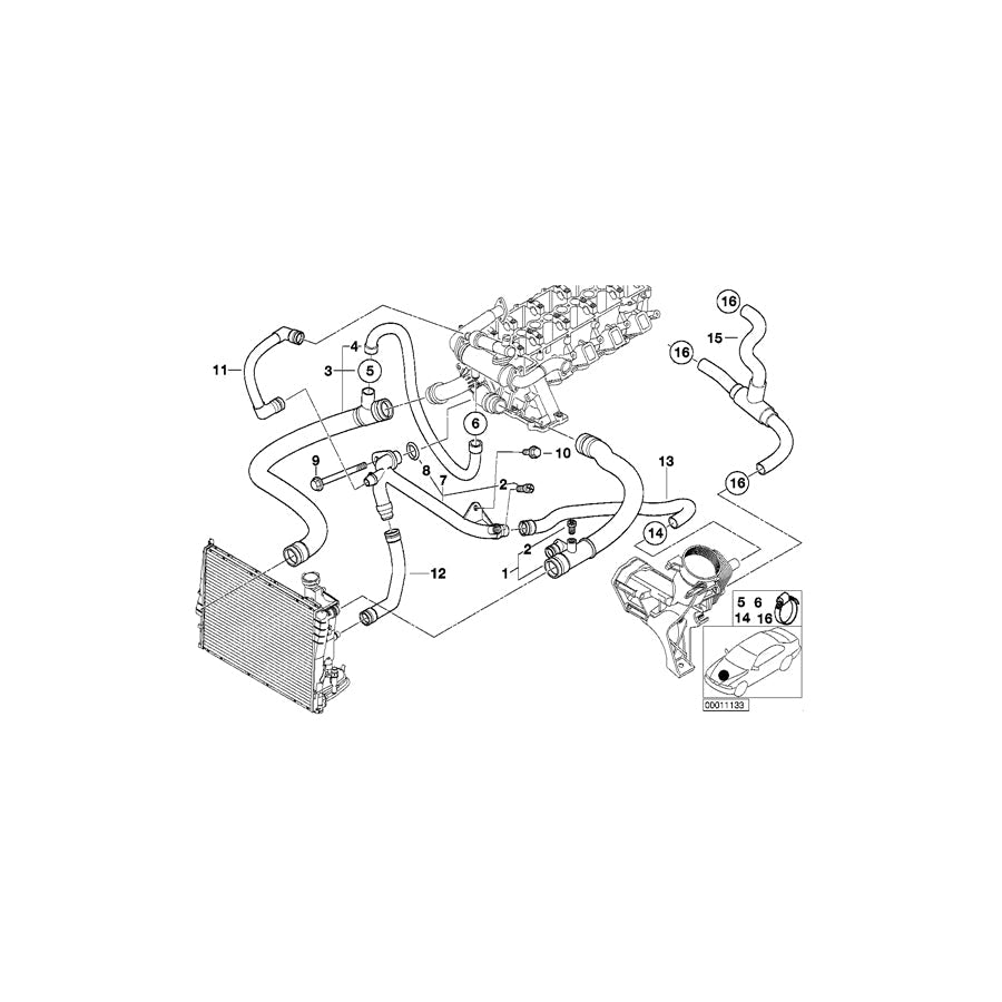 Genuine BMW 11532248437 E46 E39 Water Hose (Inc. 320d & 520d) | ML Performance US Car Parts
