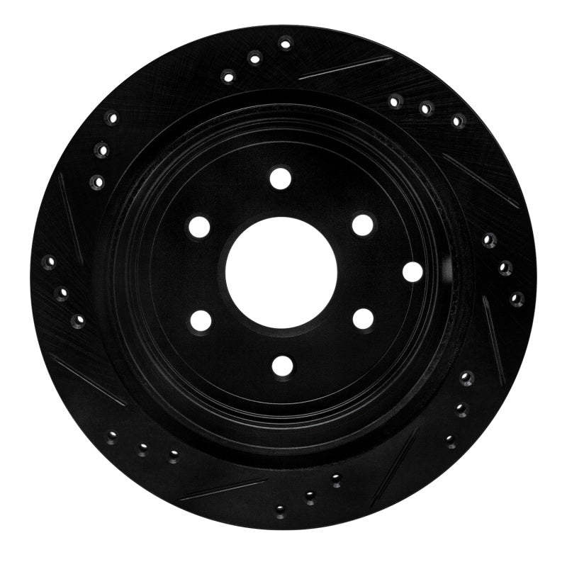R1 Concepts R1 05-25 Nissan Frontier Rear Right Drilled & Slotted Black Brake Rotor