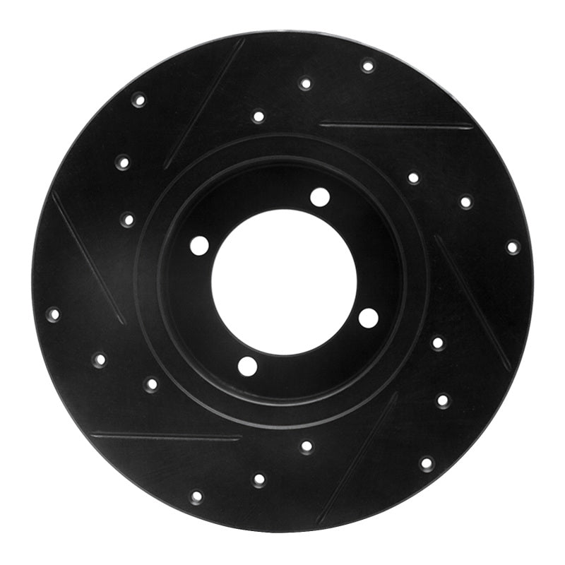 R1 Concepts R1 74-78 Nissan 260Z Front Right Drilled & Slotted Black Brake Rotor