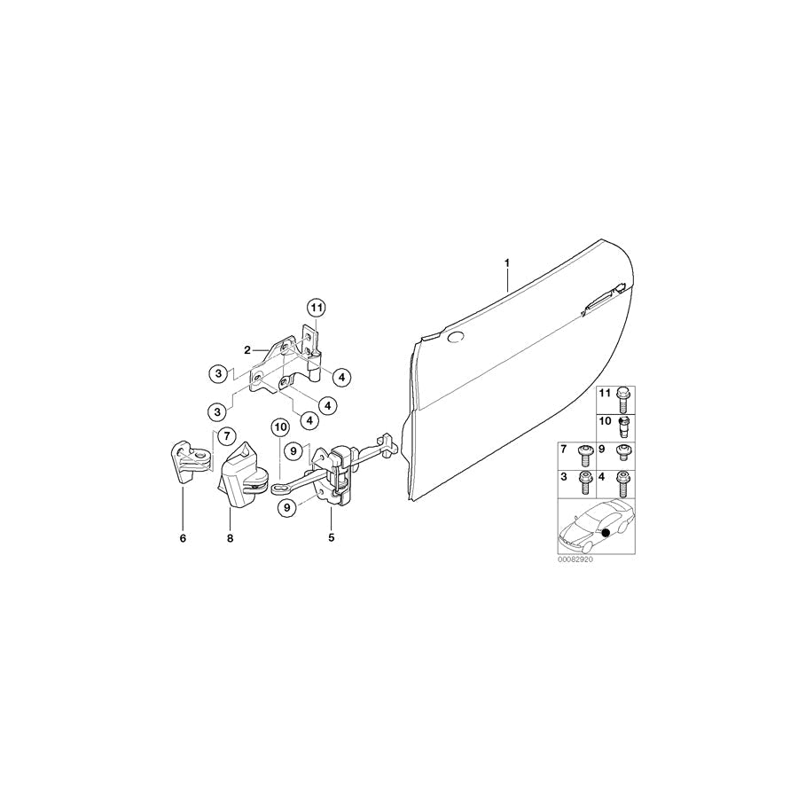 Genuine BMW 41517012877 E52 Door Hinge, Top Left (Inc. ALPINA V8 & Z8) | ML Performance US Car Parts