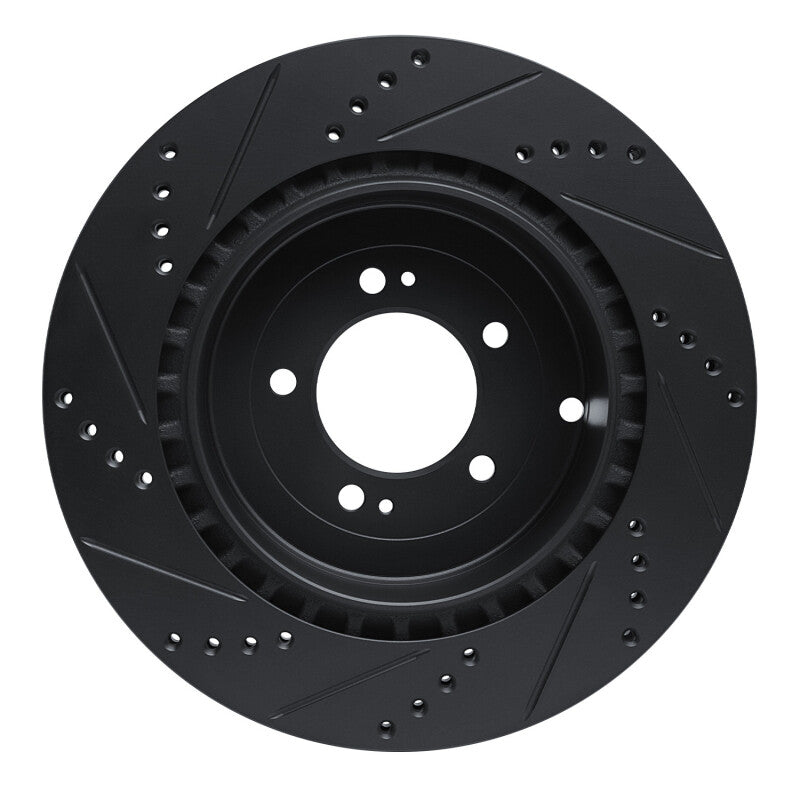 R1 Concepts R1 08-15 Mitsubishi Lancer Rear Right Drilled & Slotted Black Brake Rotor