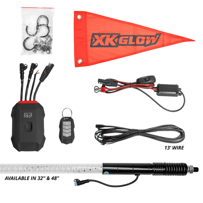 XKGLOW XK Glow 1x 48 XKmax RGBW Advanced App Control LED Whip Light Kit for 4x4 Offroad UTV ATV