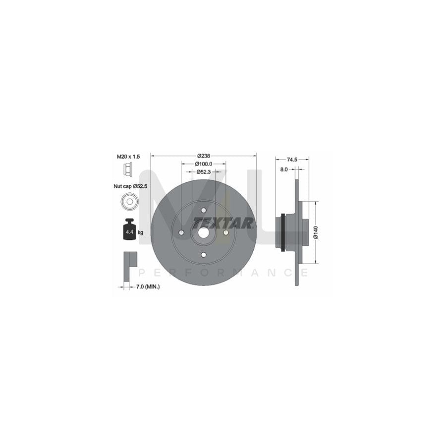 TEXTAR PRO 92231703 Brake Disc for RENAULT Clio II Hatchback (BB, CB) Solid, Coated, with ABS sensor ring, with wheel bearing | ML Performance Car Parts