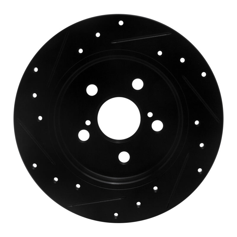 R1 Concepts R1 09-24 Lexus CT200H Rear Right Drilled & Slotted Black Brake Rotor