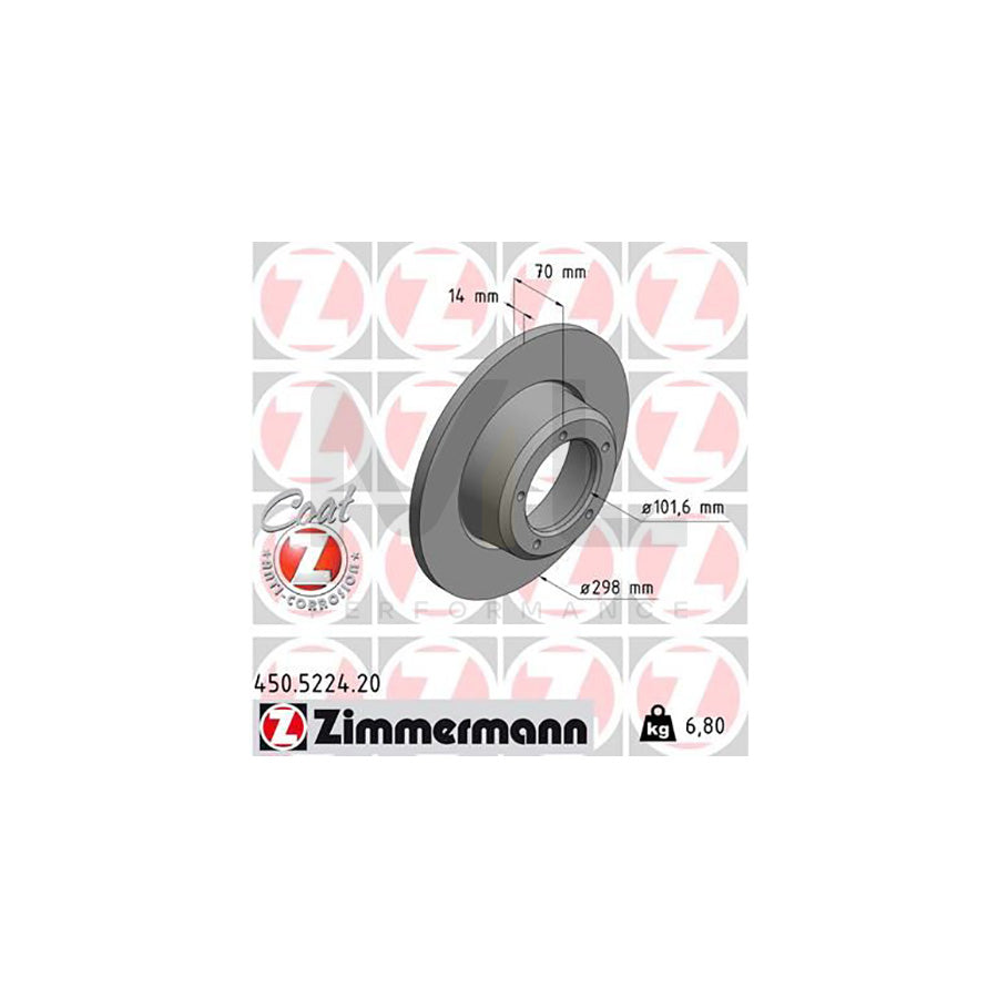 ZIMMERMANN 450.5224.20 Brake Disc Solid, Coated, High-carbon - 1 piece