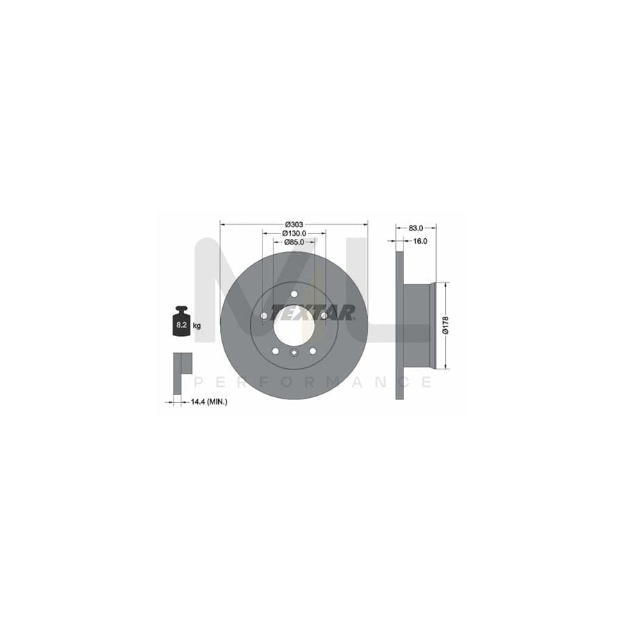 TEXTAR 92020300 Brake Disc Solid, without wheel hub, without wheel studs | ML Performance Car Parts