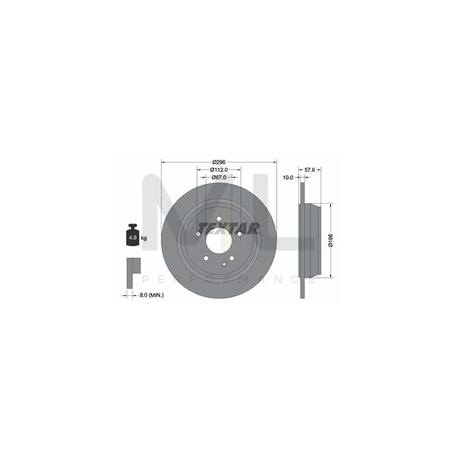 TEXTAR 93123500 Brake Disc Solid, without wheel hub, without wheel studs | ML Performance Car Parts