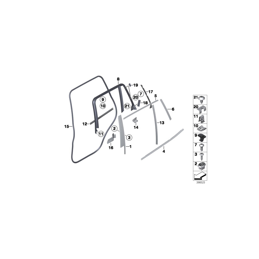 Genuine BMW 51357335617 F26 Window Guide Web Cover Left SW-HGL (Inc. X4) | ML Performance US Car Parts