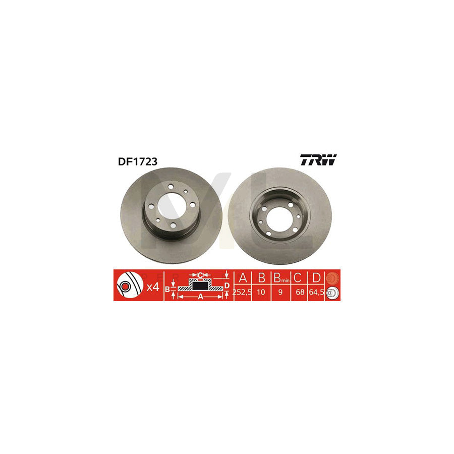 TRW DF1723 Brake Disc Solid, Painted | ML Performance Car Parts