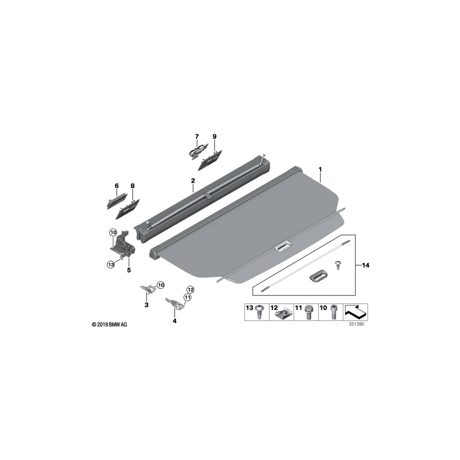 Genuine BMW 51477268030 F31 Bracket, Cover/Partition Blind, Right (Inc. 340i, 335iX & 335i) | ML Performance US Car Parts