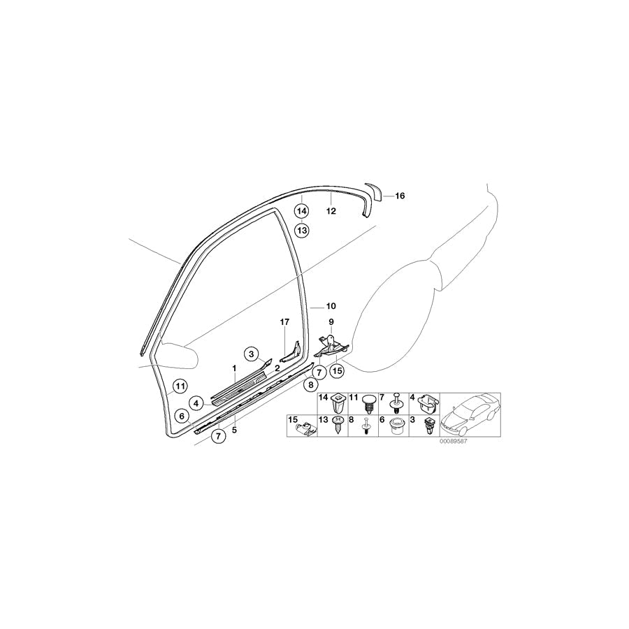 Genuine BMW 51717161692 E46 Edge Protection Right GRAU (Inc. 330Ci, 330Cd & 320Cd) | ML Performance US Car Parts