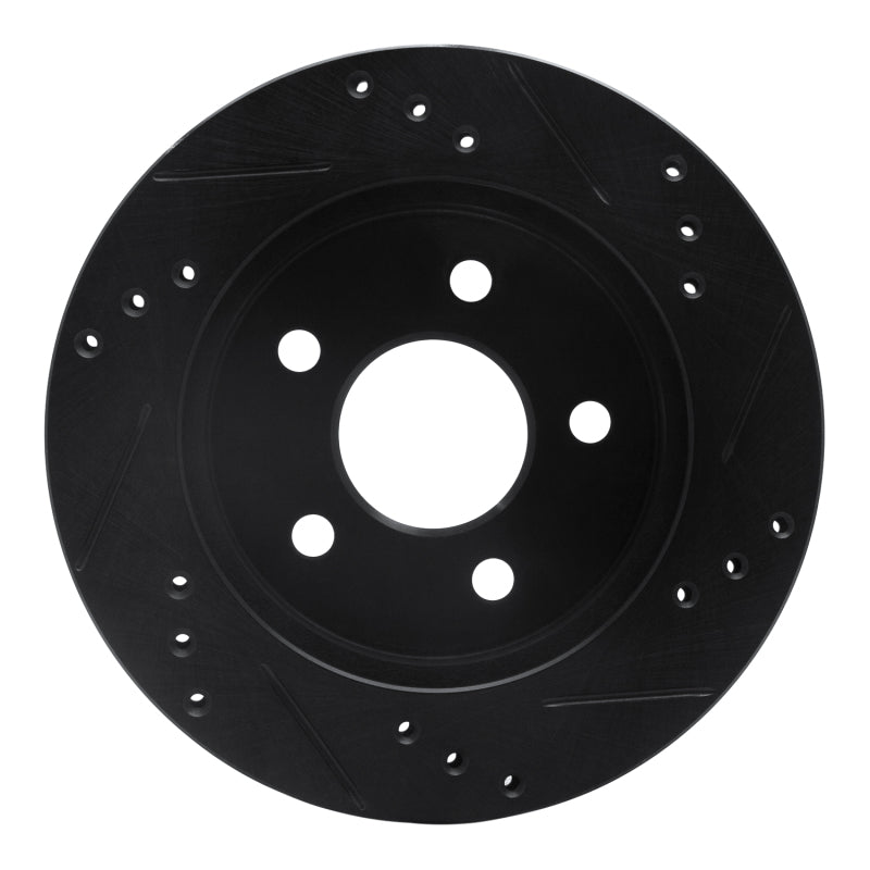 R1 Concepts R1 90-92 Ford Taurus SHO Rear Left Drilled & Slotted Black Brake Rotor