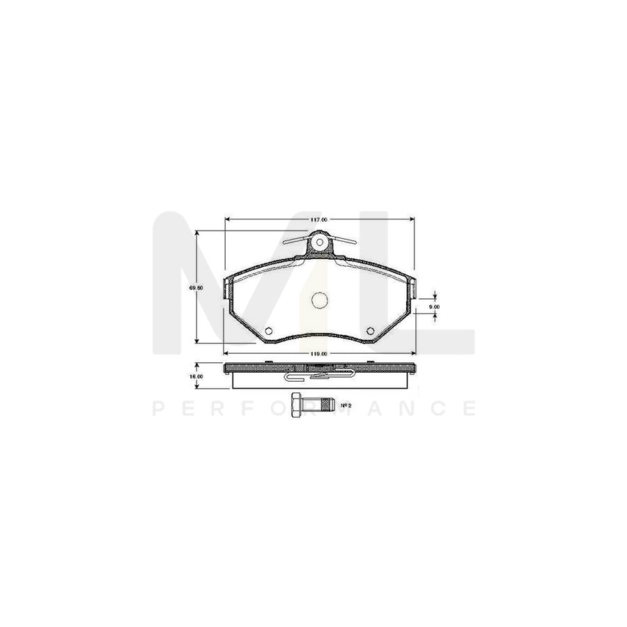 Bosch 0986Tb2039 Brake Pad Set Excl. Wear Warning Contact, With Bolts, With Accessories | ML Performance Car Parts