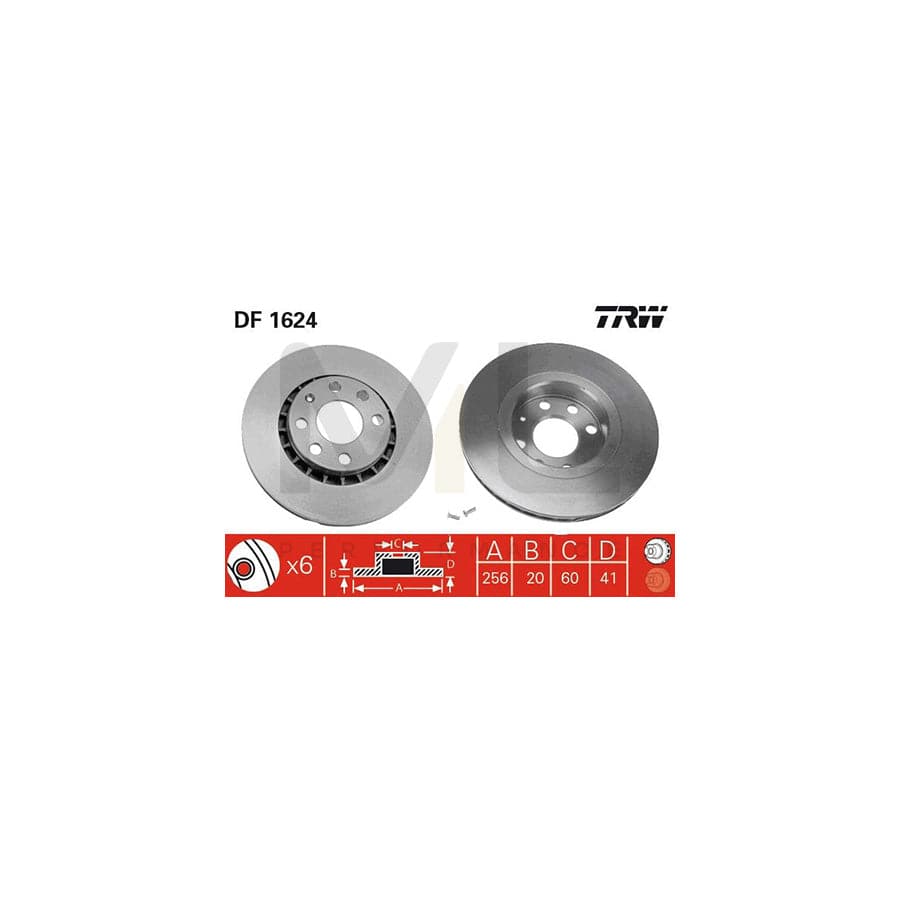 TRW DF1624 Brake Disc Vented, Painted, with bolts/screws | ML Performance Car Parts