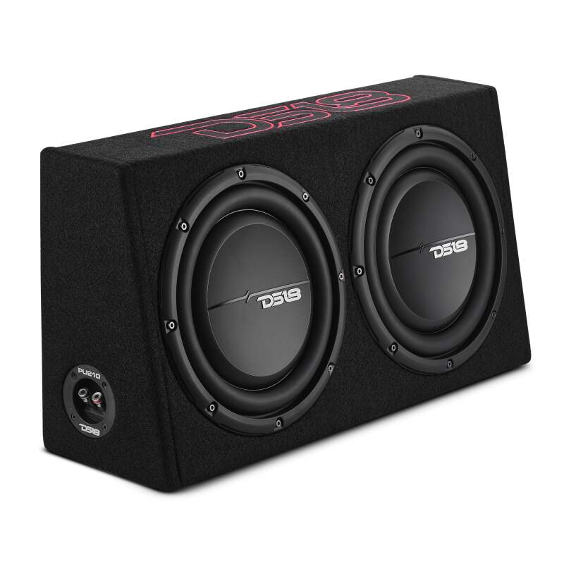 DS18 Dual 10in Shallow Enclosure w/ Subwoofer 350 Watts RMS Sealed Black Carpet