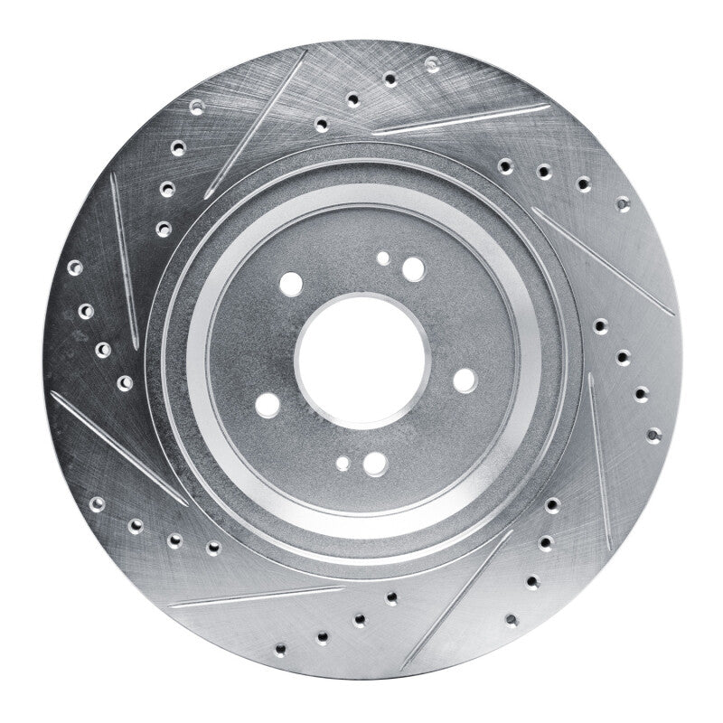 R1 Concepts R1 19-22 Genesis G90 Rear Right Drilled & Slotted Silver Brake Rotor