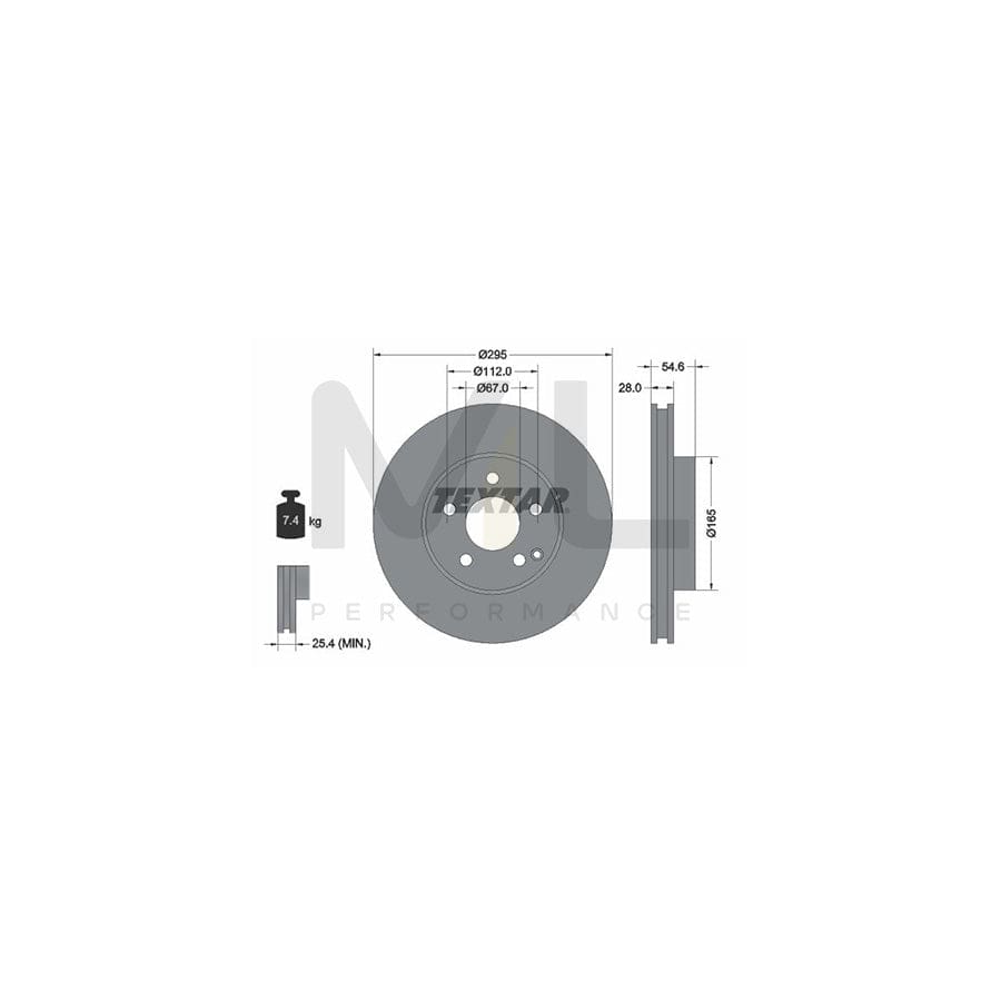 TEXTAR PRO 92115103 Brake Disc Internally Vented, Coated, without wheel hub, without wheel studs | ML Performance Car Parts