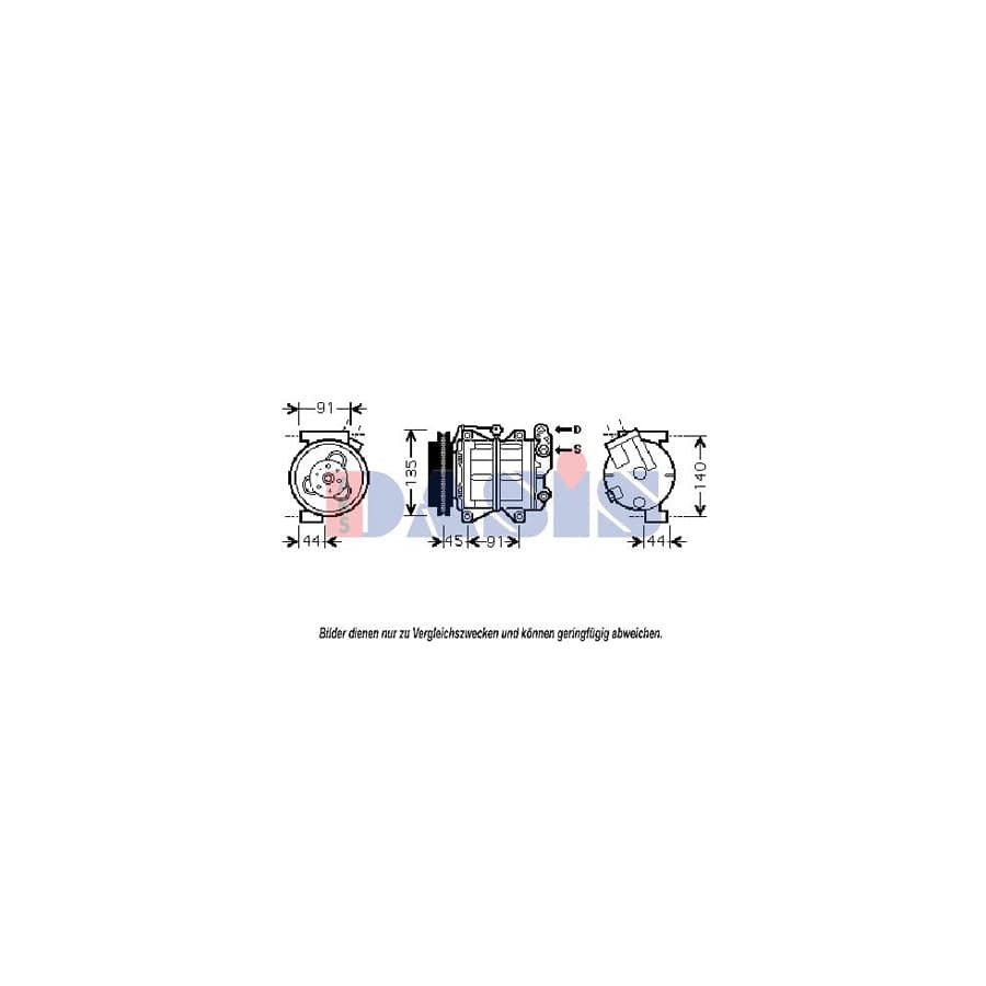 AKS Dasis 851824N Compressor, Air Conditioning for Nissan Pick Up (D22)